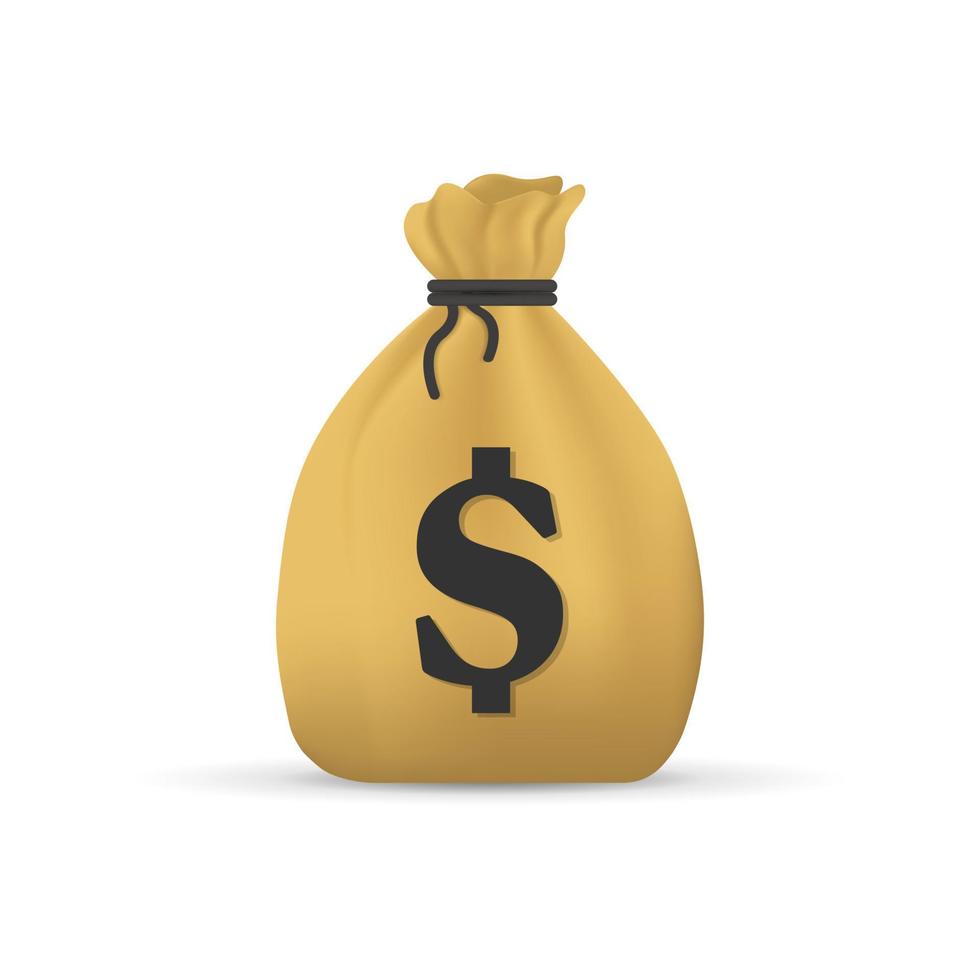 Money bag with dollar icon vector