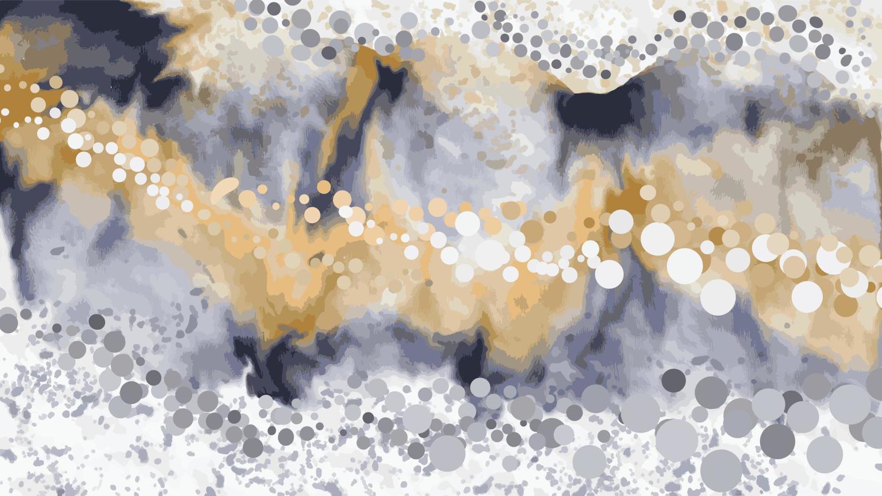 Abstract Blue Gold Watercolor Splash Textured Background. Ink Splash Alcohol Art Vector Wallpaper