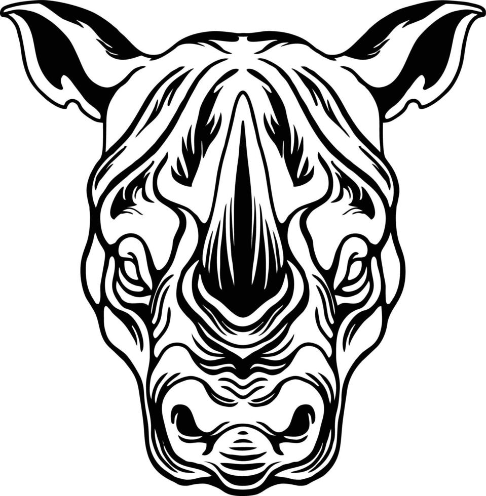 Rhino Head Coloring Book Outline vector