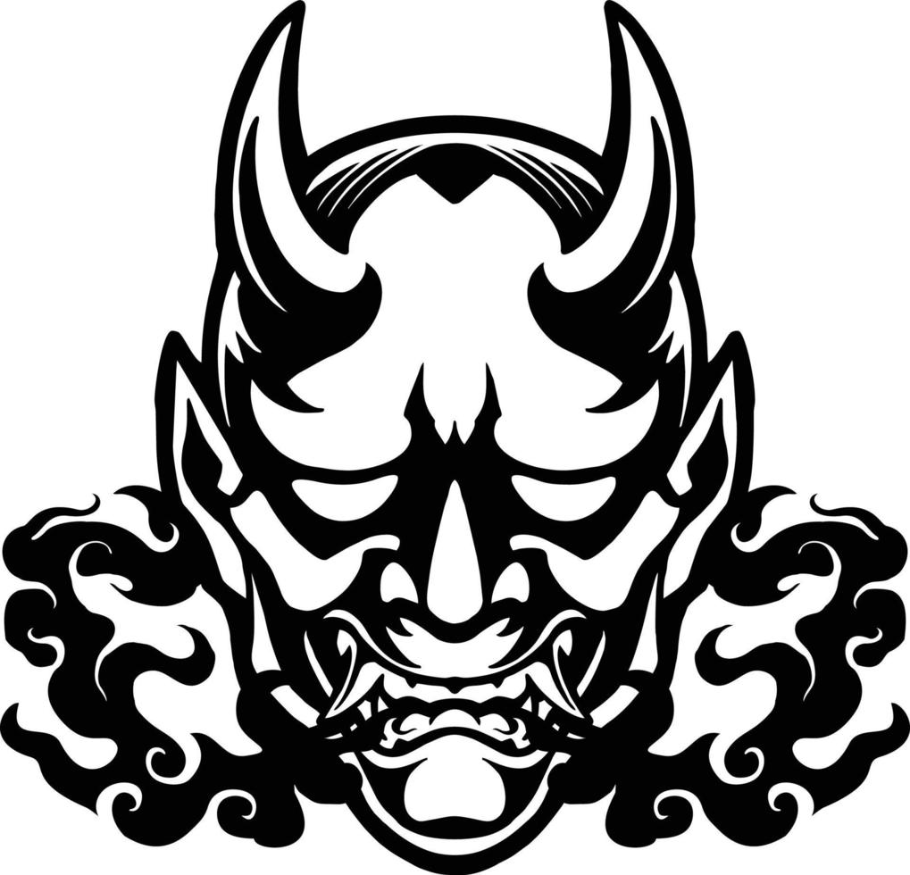 silueta de máscara japonesa hannya vector