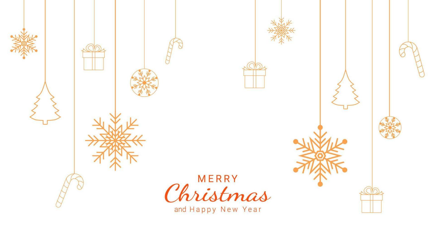 White christmas background. Minimalist christmas background design with hanging ornaments. Festive decoration vector illustration