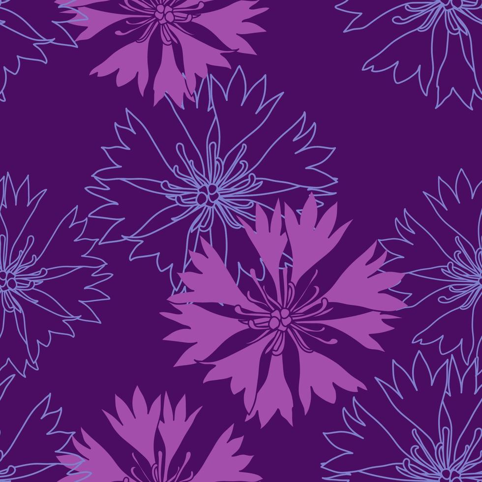 patrón sin costuras con flores de aciano rosa, diseño gráfico floral vector