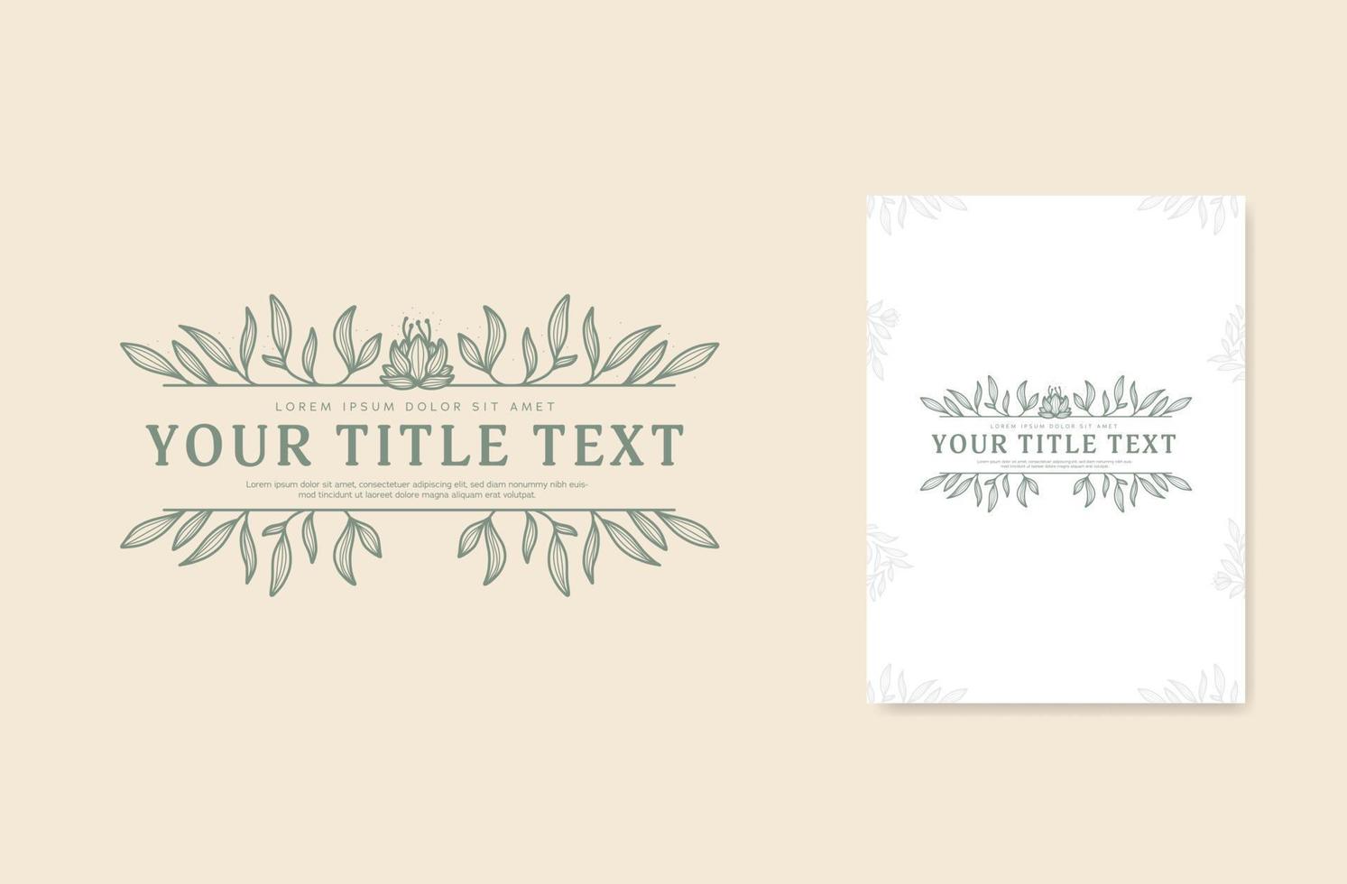 Floral horizontal border divider frame for title text with leaf flower decoration vector