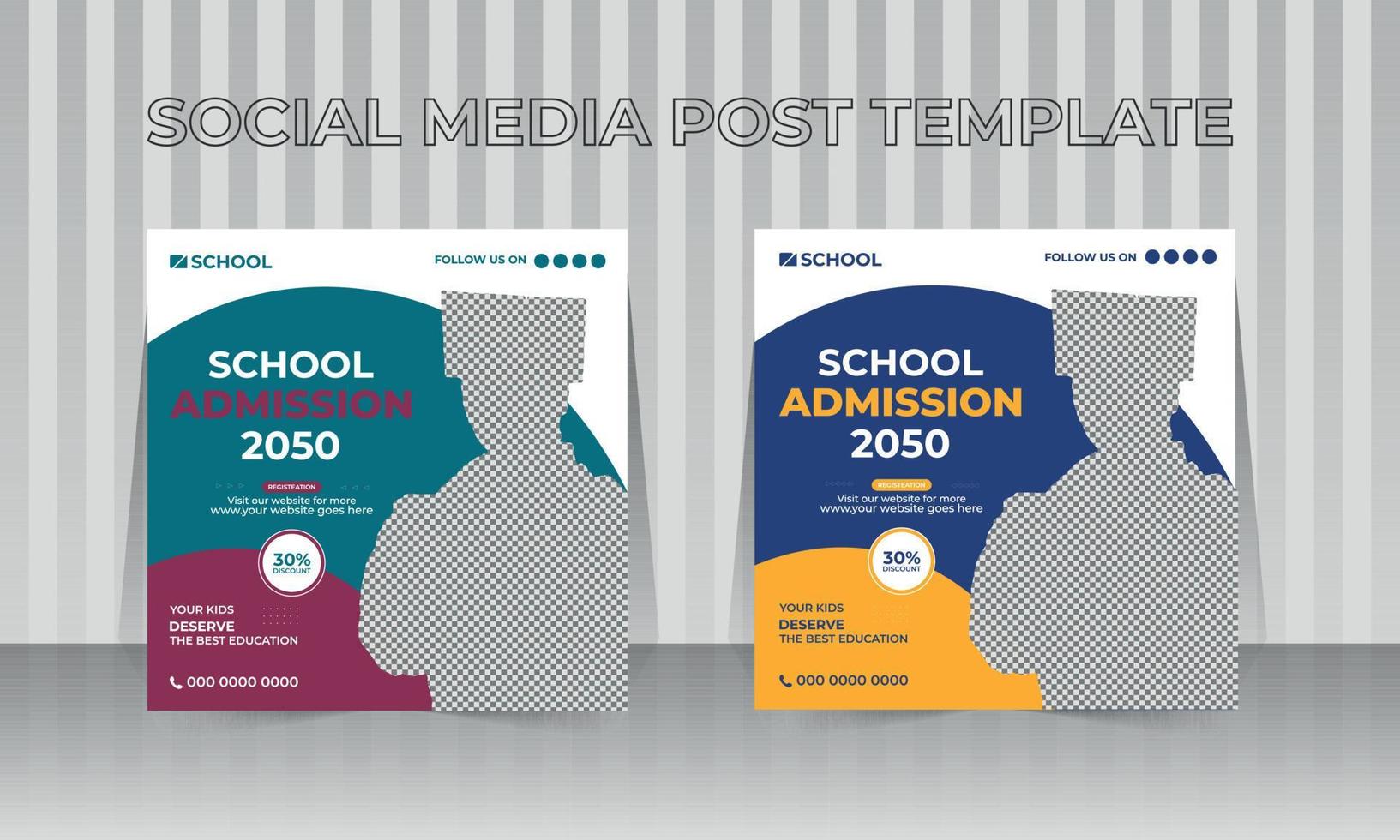 plantilla de diseño de banner de portada de redes sociales de admisión escolar vector