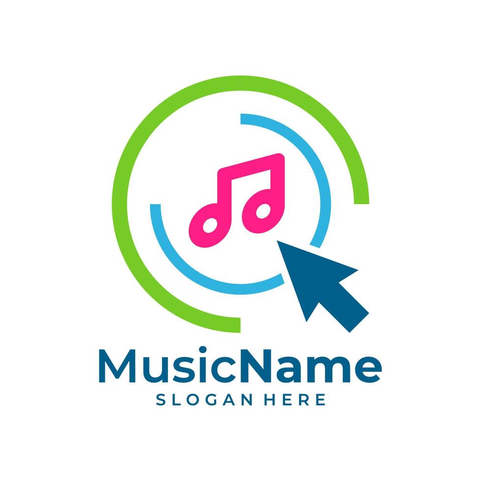 Music Click Logo Vector. Touch Music logo design template vector