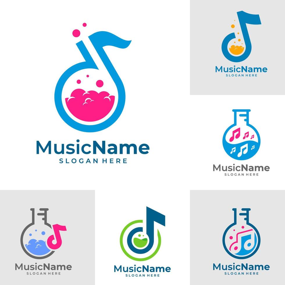 Set of Music Lab Logo Vector Icon Illustration. Lab Music logo design template
