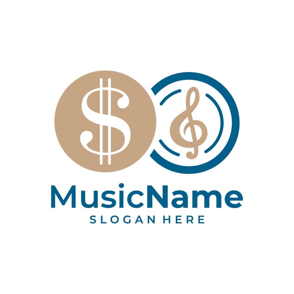 vector de logotipo de música de dinero. plantilla de diseño de logotipo de dinero de música