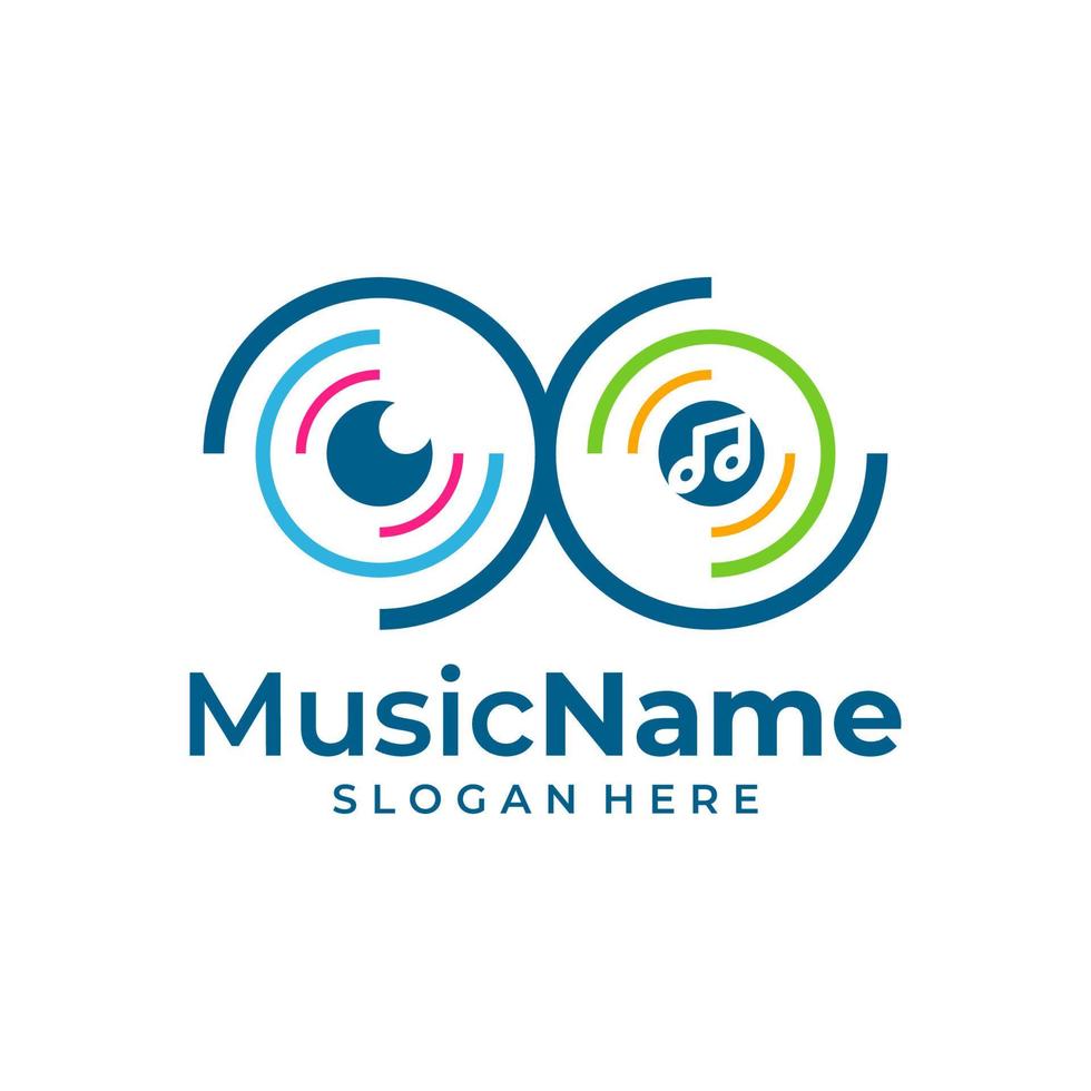 Eye Music Logo Vector. Music Eye logo design template vector