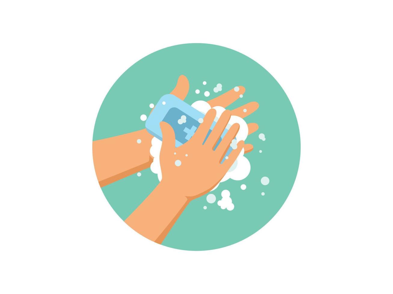 Wash Hands with Soap Vector Illustration. Flat Design.