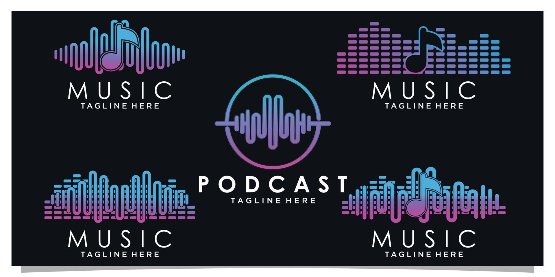 Set bundle music logo design unique Premium Vector