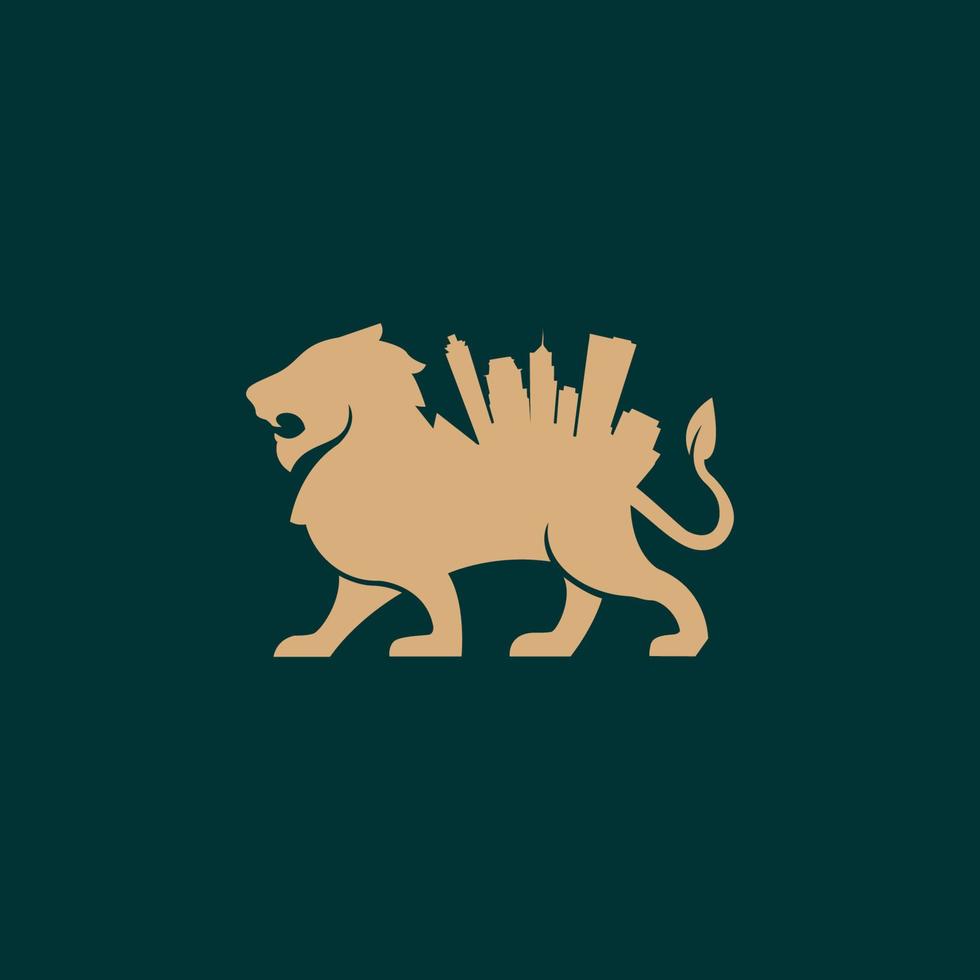 logotipo icono gráfico león ciudad stock vector