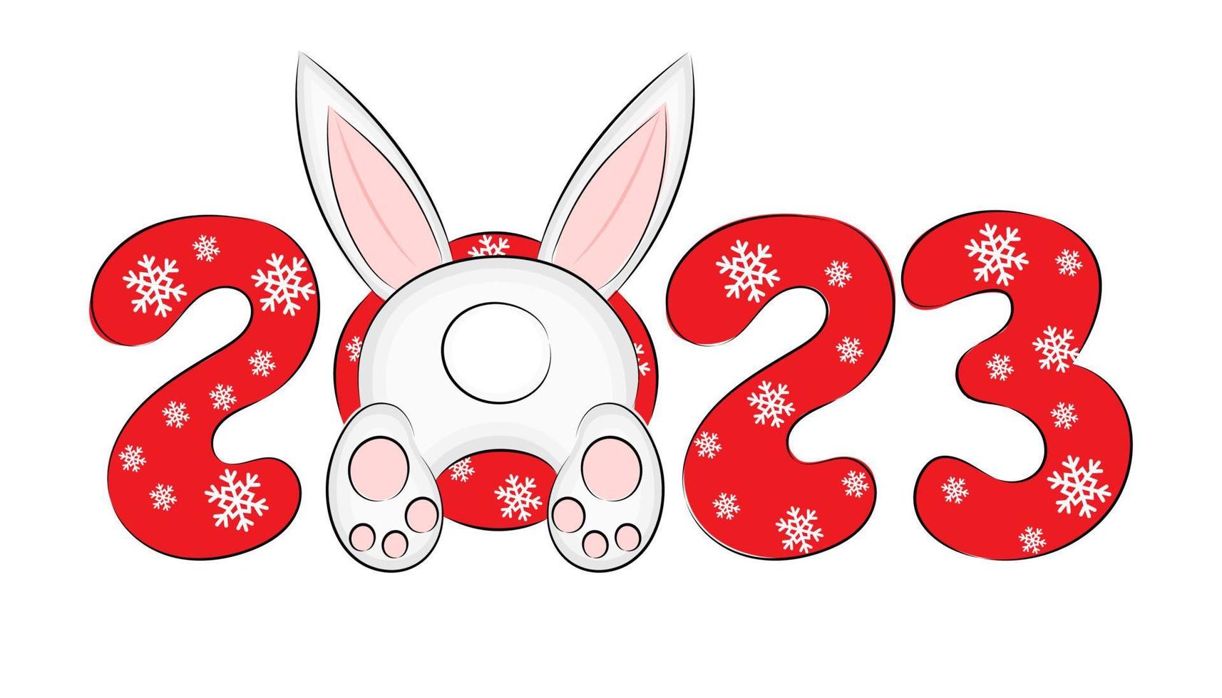 Cute New Year with bunny ears vector