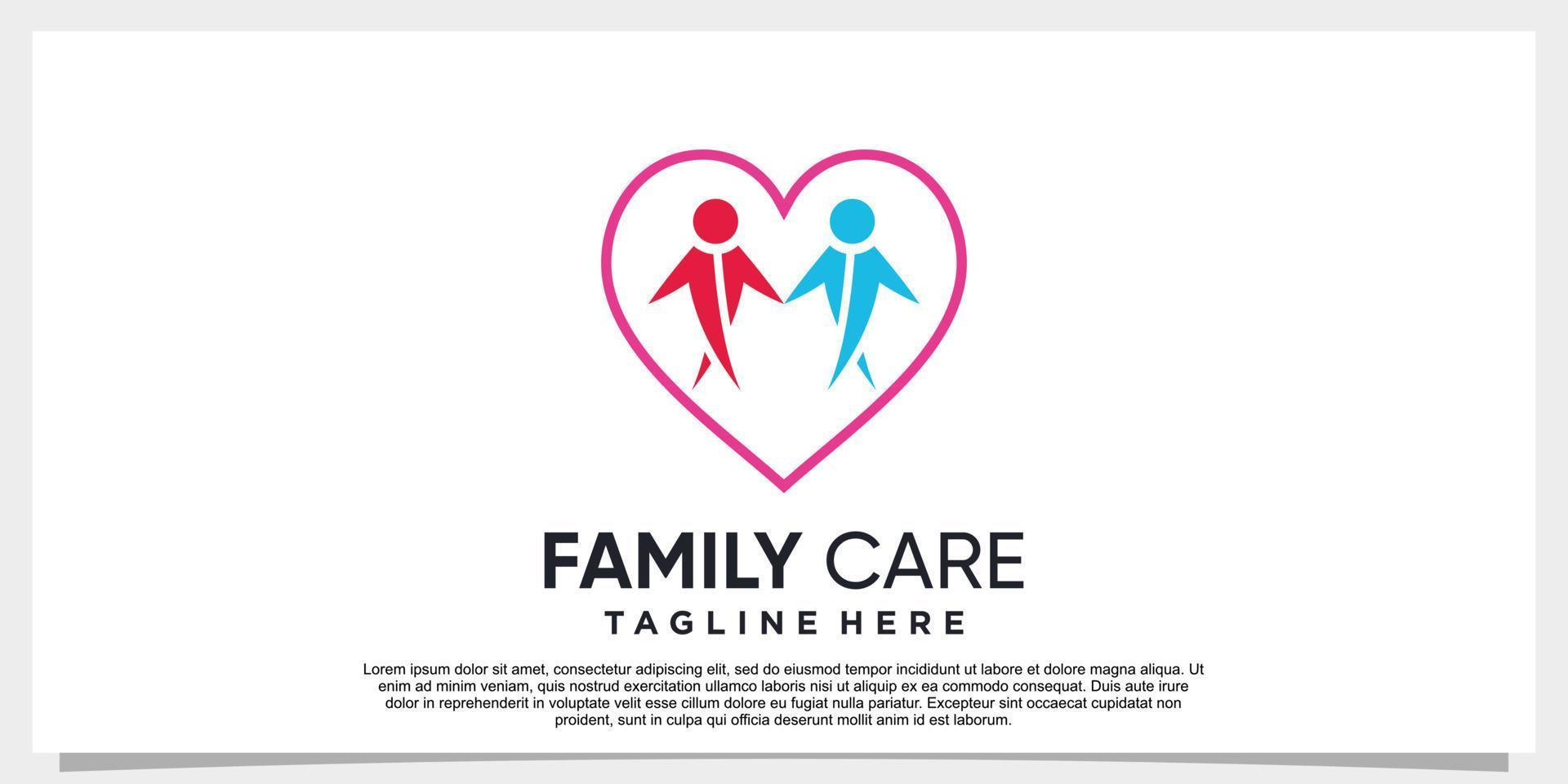 Creative family care logo and heart logo design template with unique line art style part 1 vector