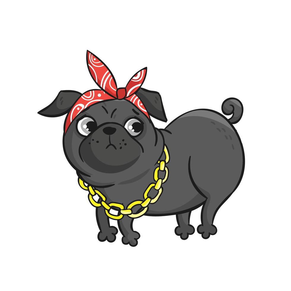 pug lindo aislado sobre fondo blanco. vector