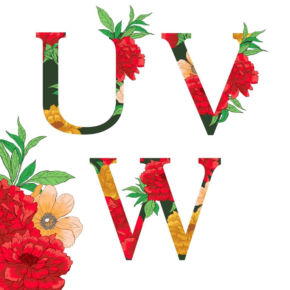 Flower colorful alphabet. vector