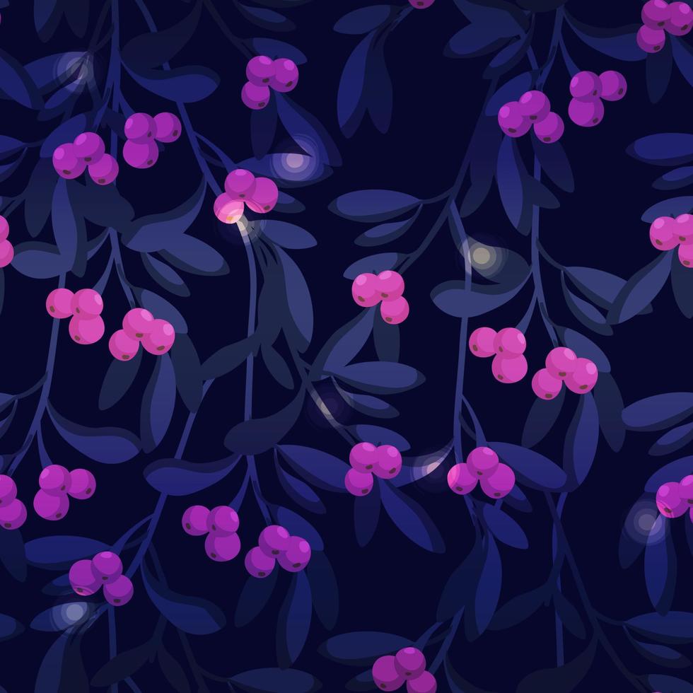 Seamless vector pattern with berries and leaves.