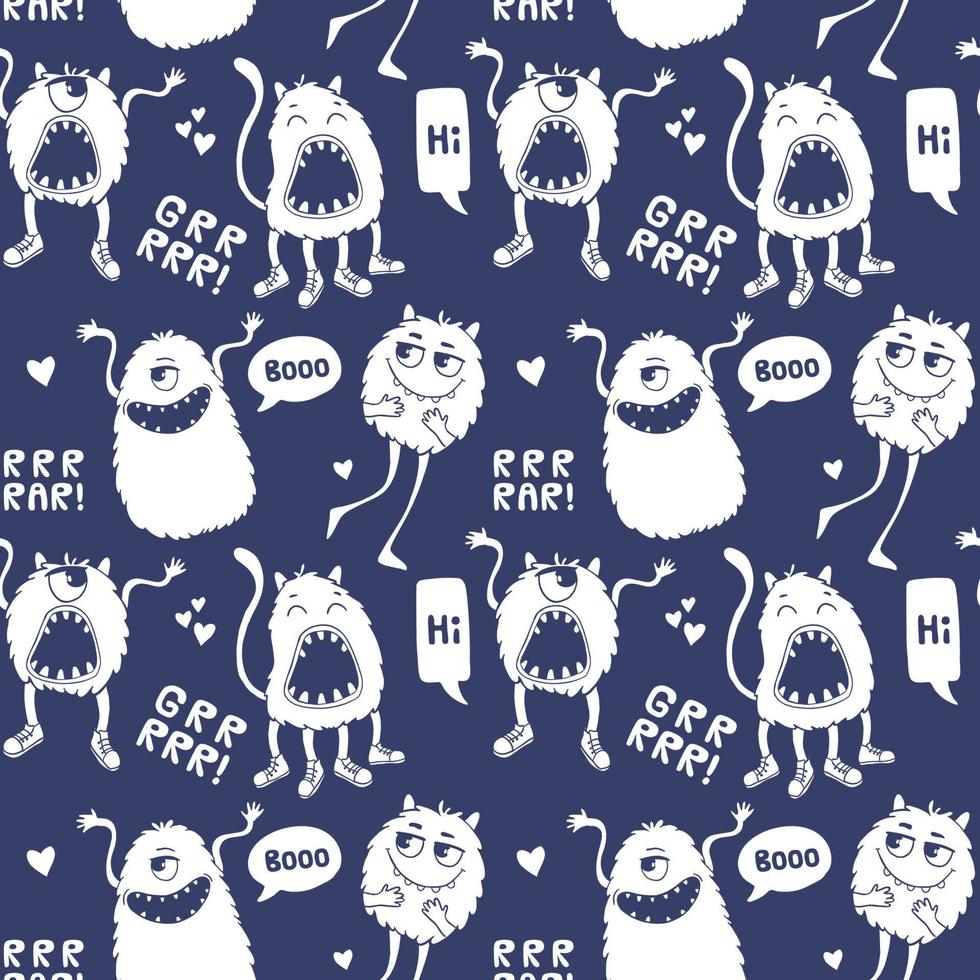 Monsters seamless pattern. vector