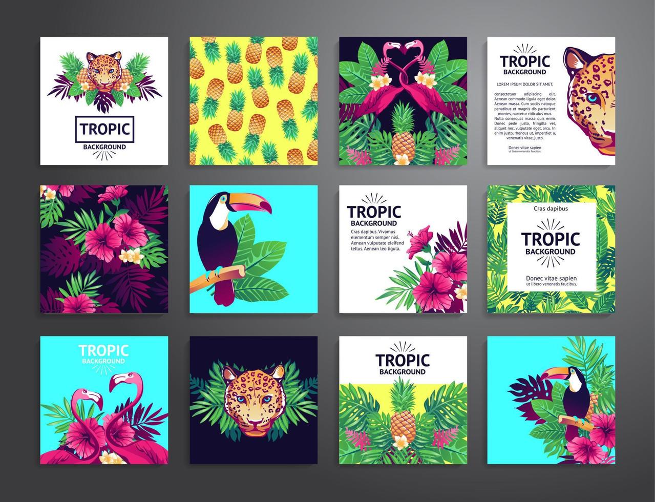 Tropical printable set. vector