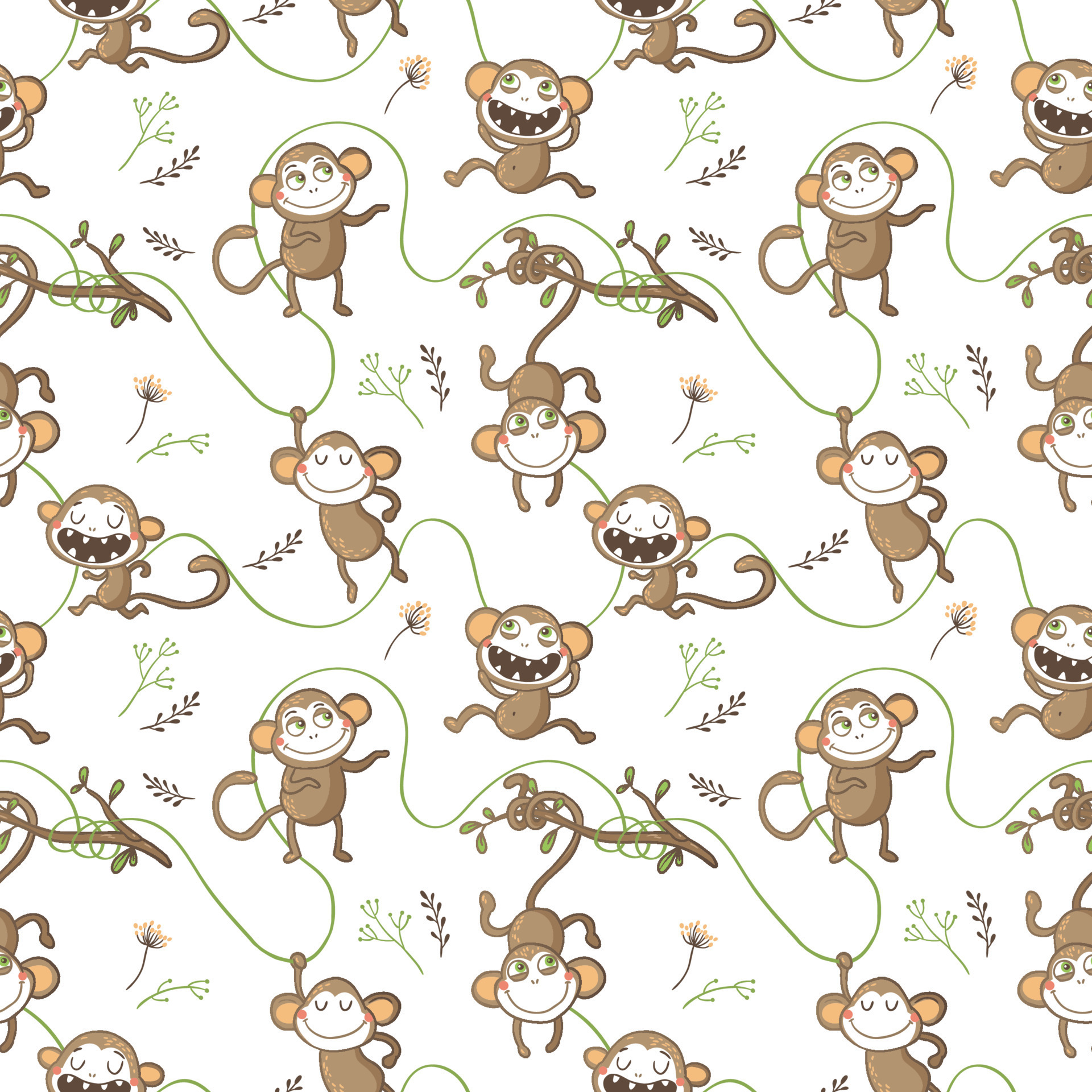 Seamless pattern with funny monkeys. 13452086 Vector Art at Vecteezy