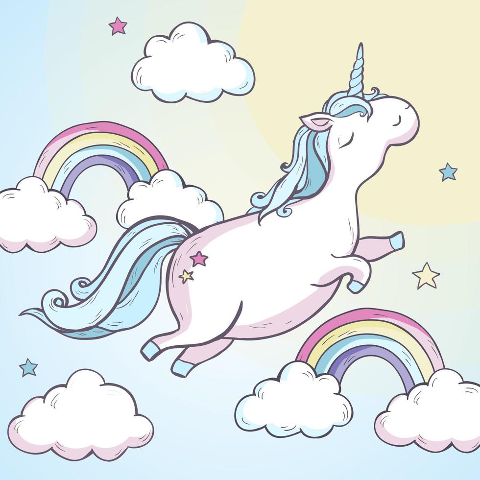 unicornio mágico de dibujos animados. vector