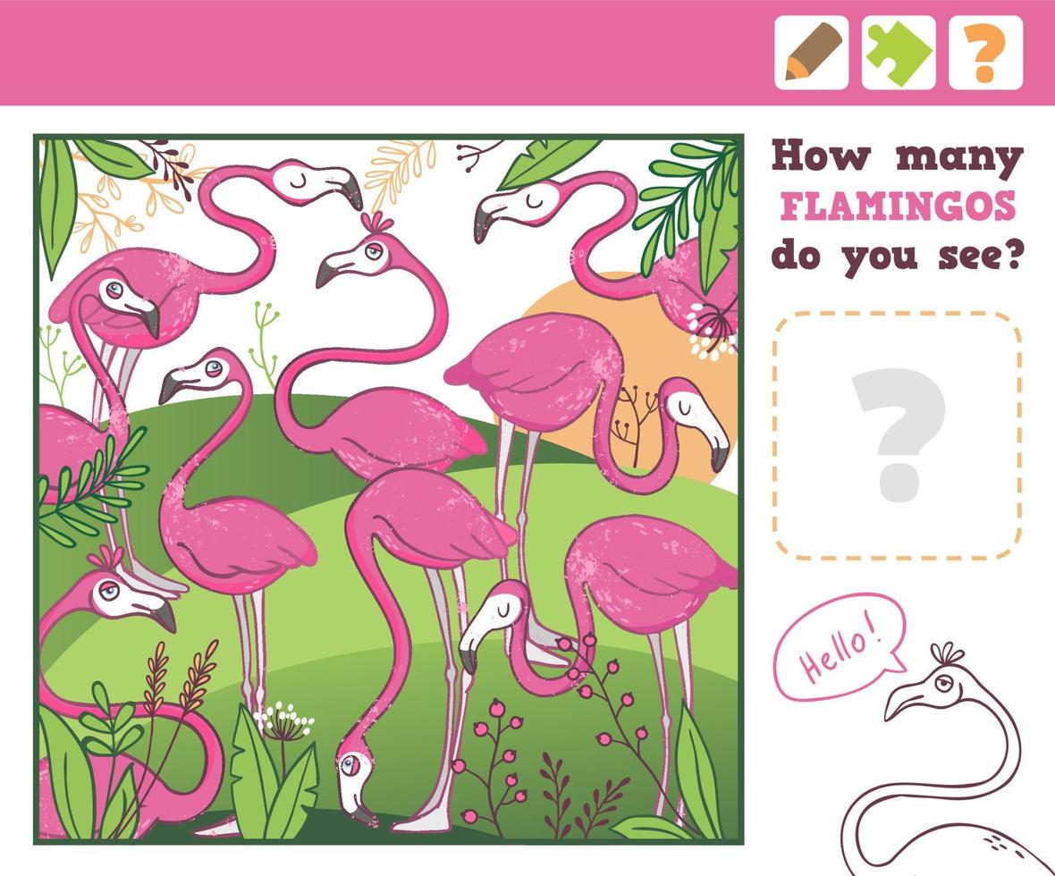 Jungle. Education Counting Game for Children. vector