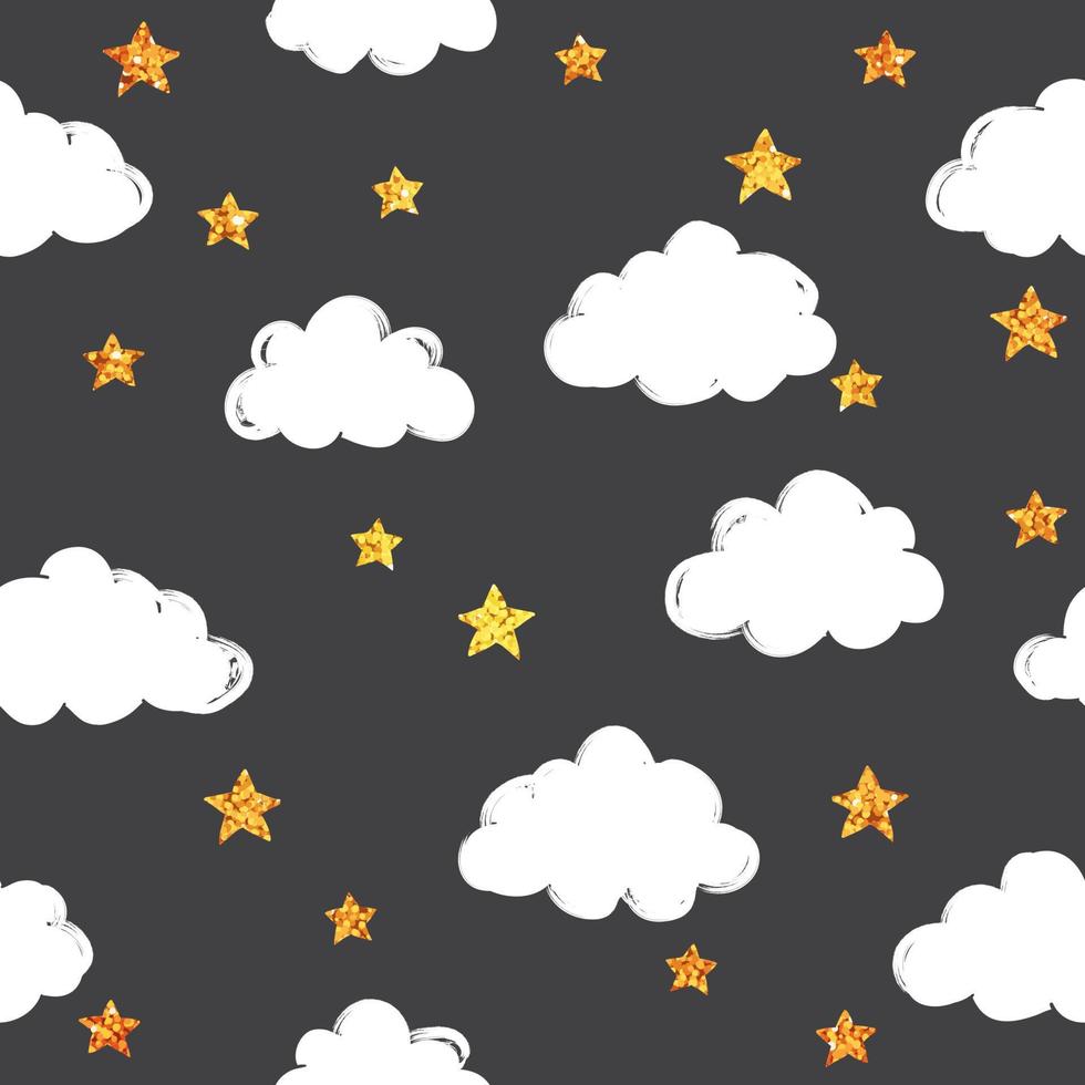 Gold pattern with clouds. vector