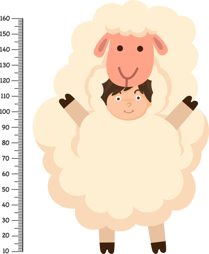 Meter wall with sheep costume illustration png