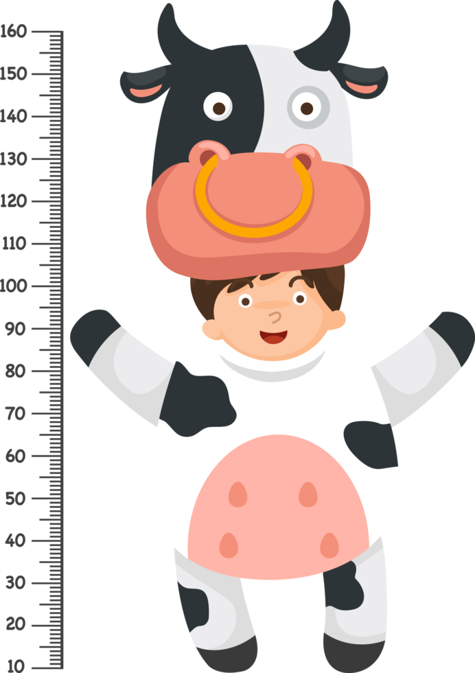 mur de mètre avec illustration de costume de vache png