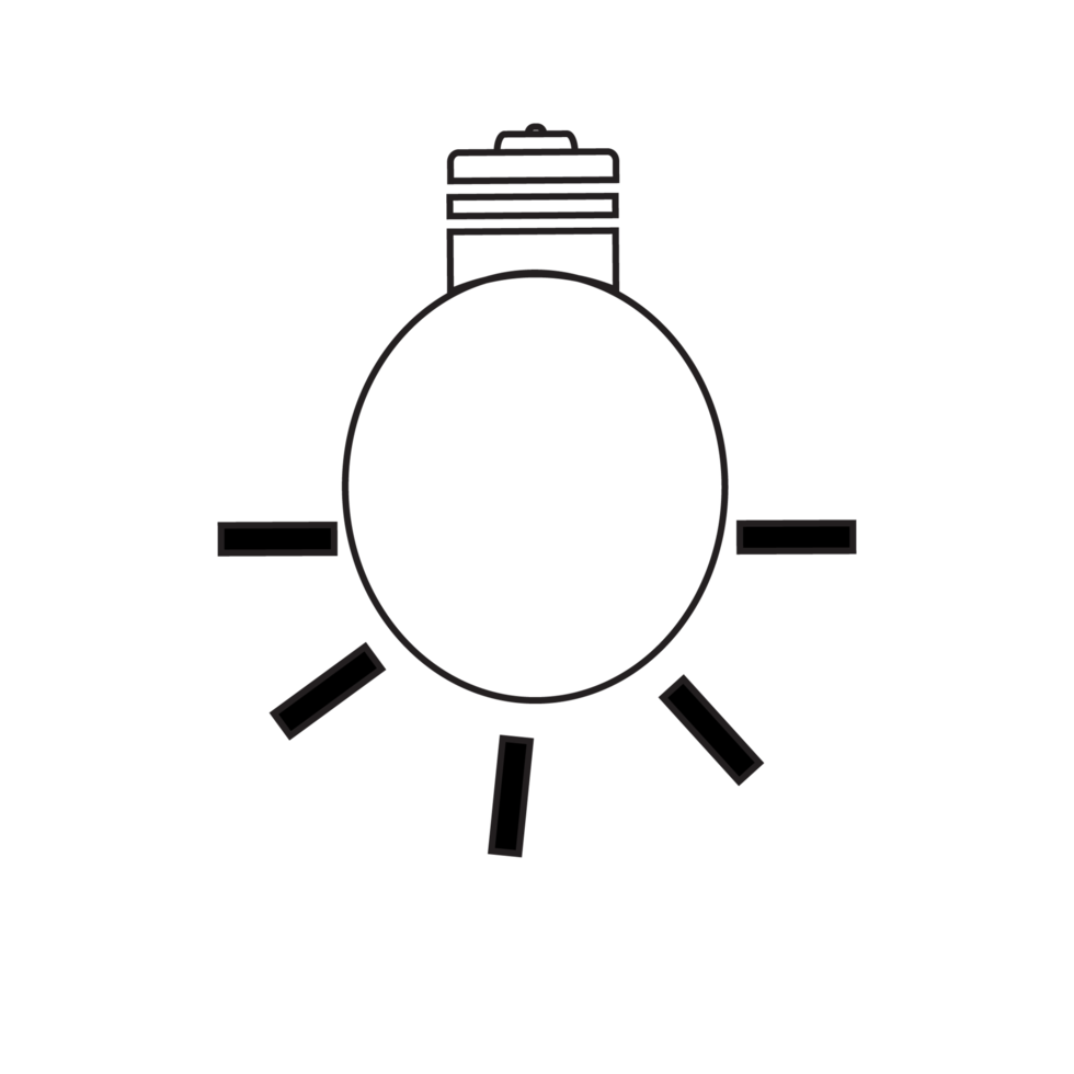 Illustration of a lamp icon, isolated on a transparent background. Signs of ideas, solutions, thinking concepts. png