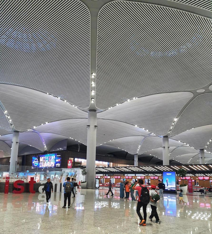 Istanbul, Turkey on July 2022. The atmosphere in front of Istanbul Airport after entering from the front gate. photo