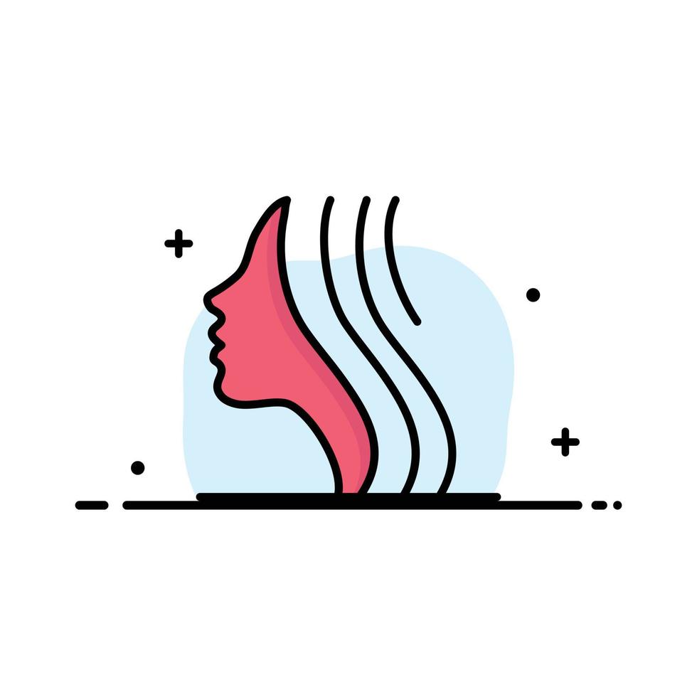 Female Women Girl Face  Business Flat Line Filled Icon Vector Banner Template