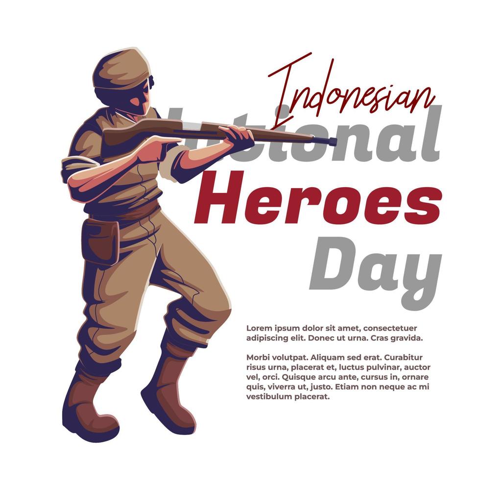 Indonesian Hero's Day illustration about a soldier preparing to attack vector