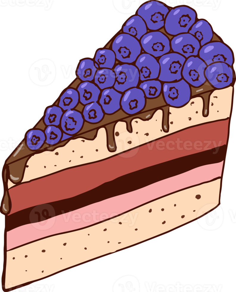 en bit av blåbär paj.teckning en kontur manuellt använder sig av en linje.färg image.confectionery.wild bär. png