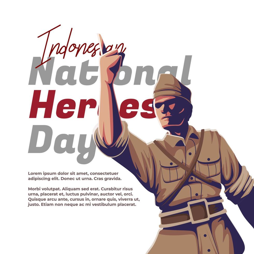 la ilustración del día del héroe indonesio con bung tomo inflama el espíritu vector