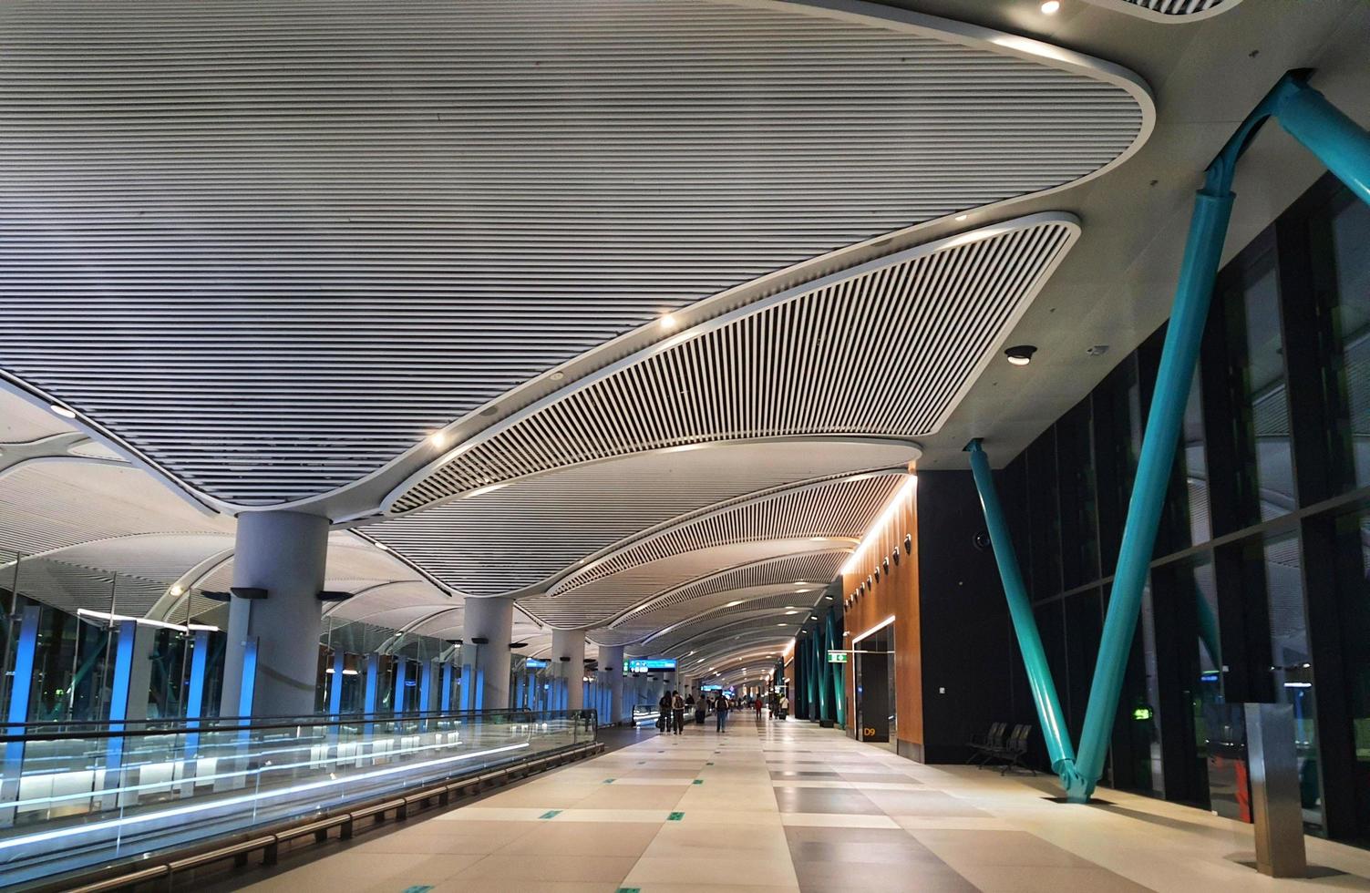 Istanbul, Turkey in July 2022. The condition of a flight departure hall at Istanbul Airport at night, looks quite deserted because the plane lands in the early hours of the morning, photo