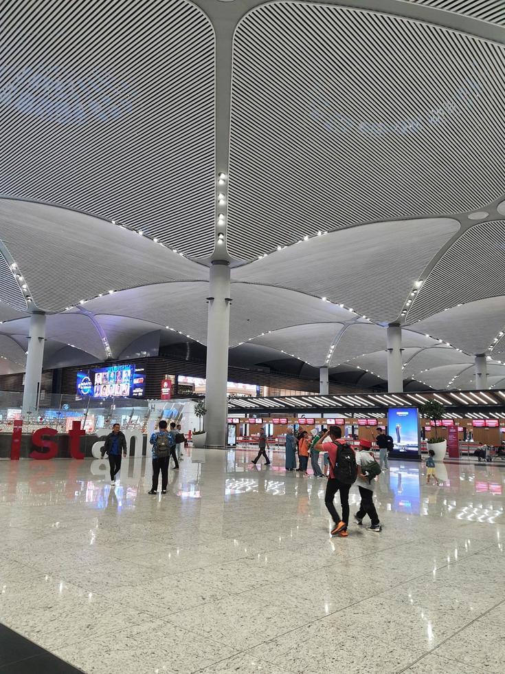 Istanbul, Turkey on July 2022. The atmosphere in front of Istanbul Airport after entering from the front gate. photo