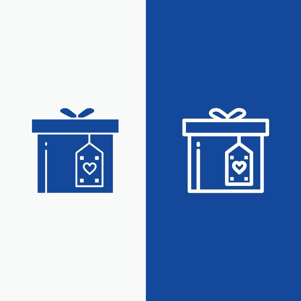 Gift Box Box Surprise Delivery Line and Glyph Solid icon Blue banner Line and Glyph Solid icon Blue vector