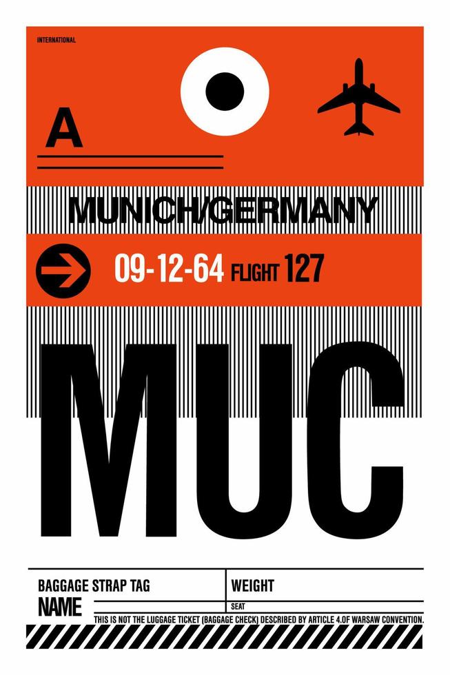 Airport Airline Luggage Bag Baggage Tags Tickets Munich vector