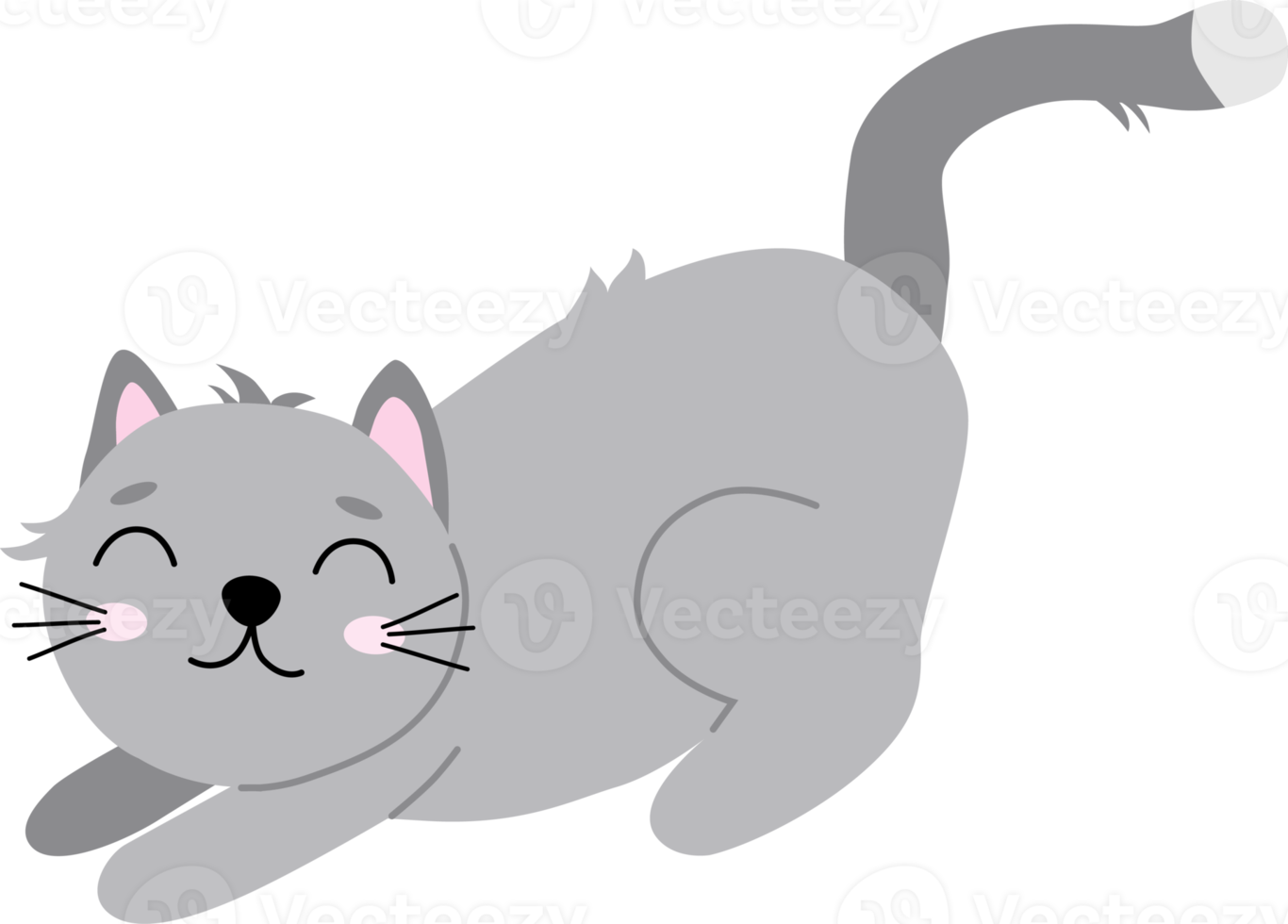 Cute cartoon grey cat png