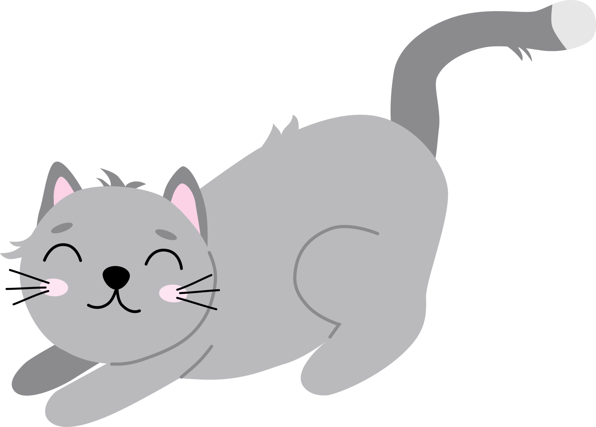 Free Cute cartoon grey cat 13452789 PNG with Transparent Background
