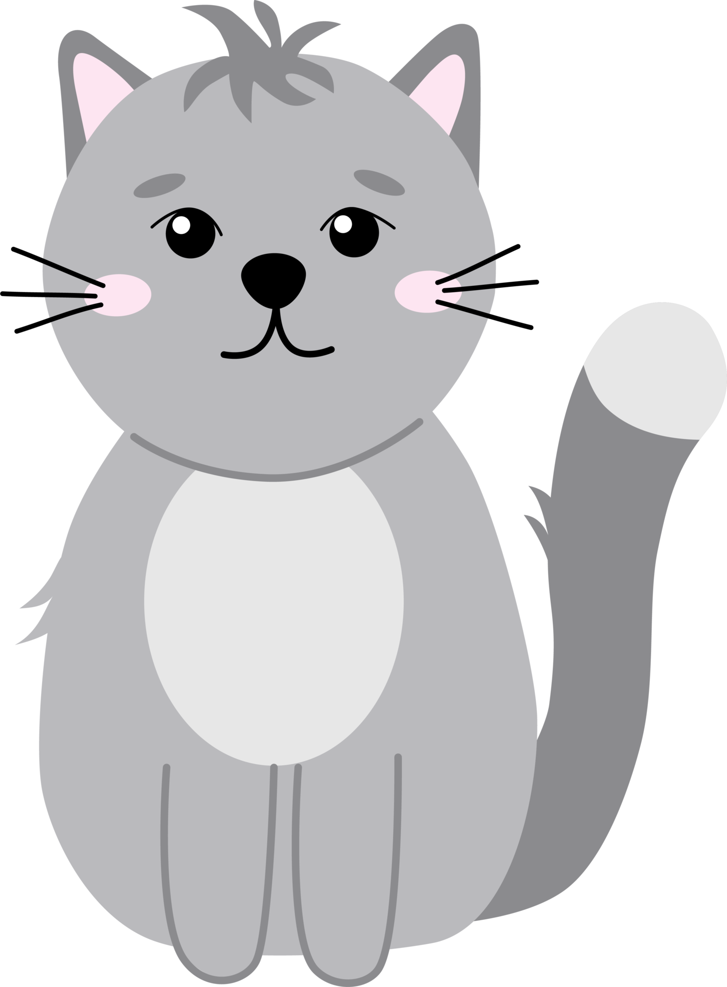 Free Cute cartoon grey cat 13452792 PNG with Transparent Background
