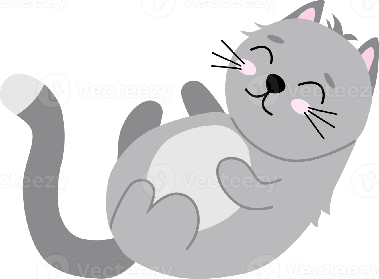 Cute cartoon grey cat png