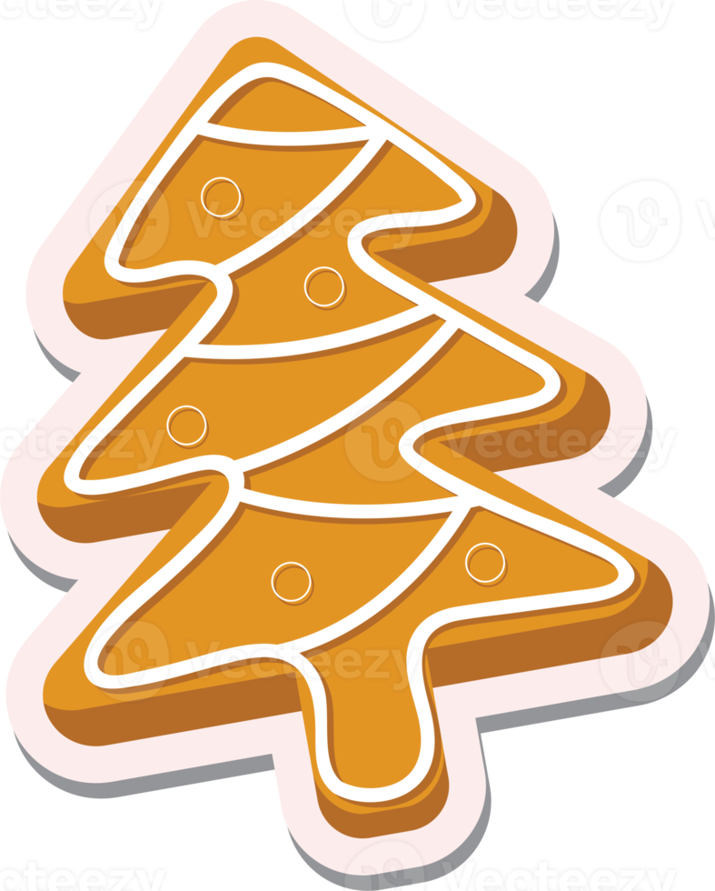 Cute cartoon Christmas ginger bread tree png