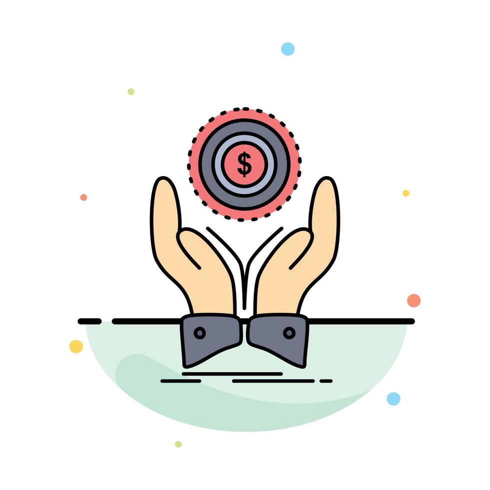 coin hand stack dollar income Flat Color Icon Vector