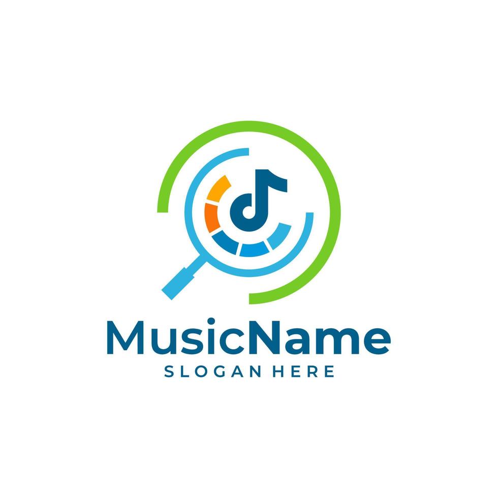 Music Find Logo Vector Icon Illustration. Find Music logo design template