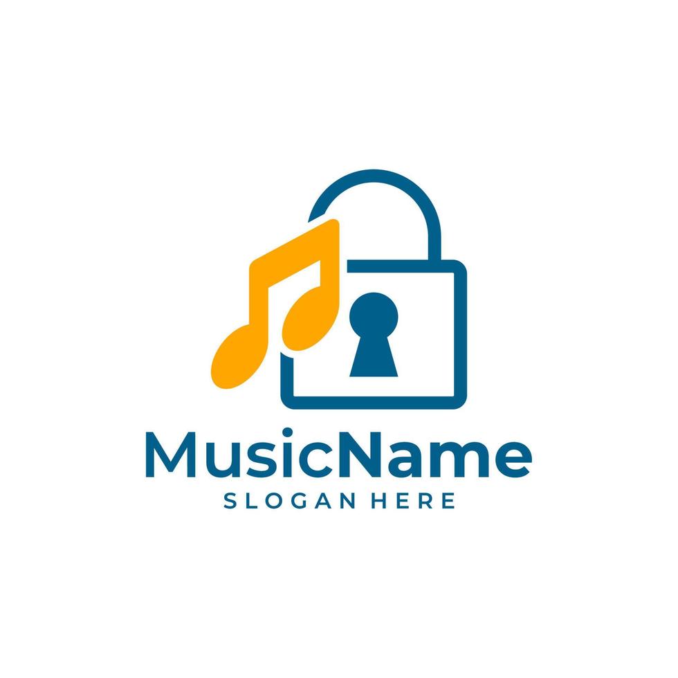 Music Padlock Logo Vector Icon Illustration. Padlock Music logo design template