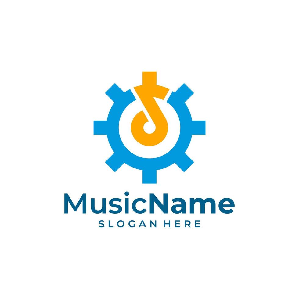 Music Gear Logo Vector Icon Illustration. Gear Music logo design template