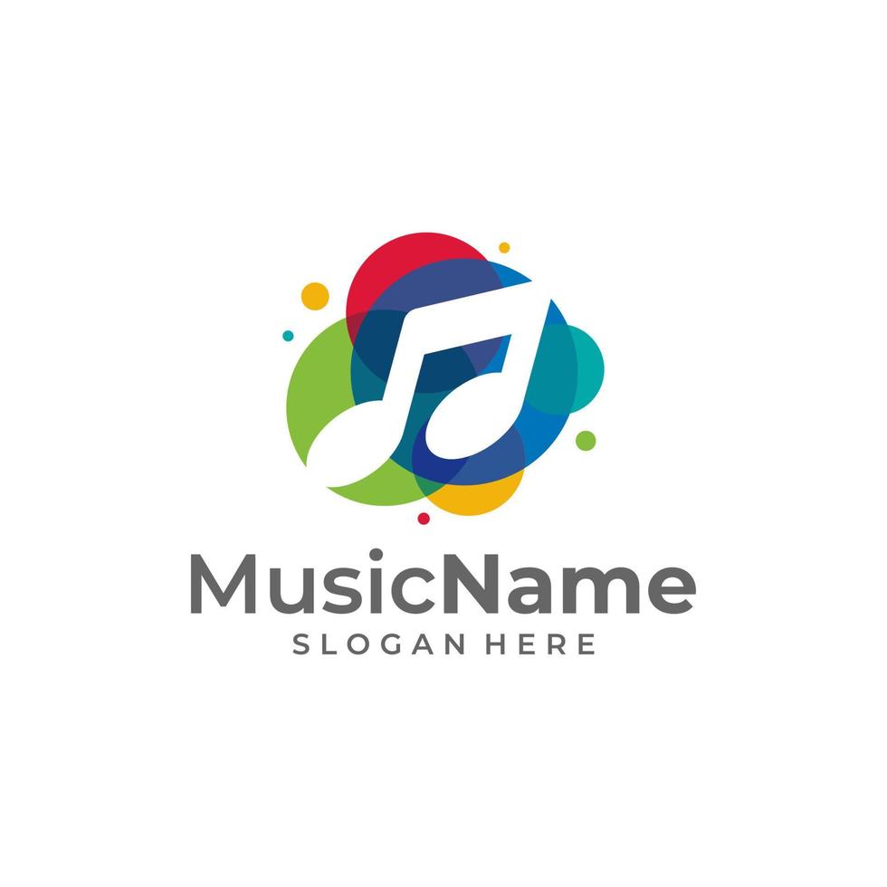 ilustración de icono de vector de logotipo de color de música. plantilla de diseño de logotipo de música colorida