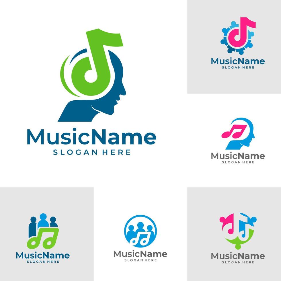 conjunto de música personas logo vector icono ilustración. plantilla de diseño de logotipo de música de personas