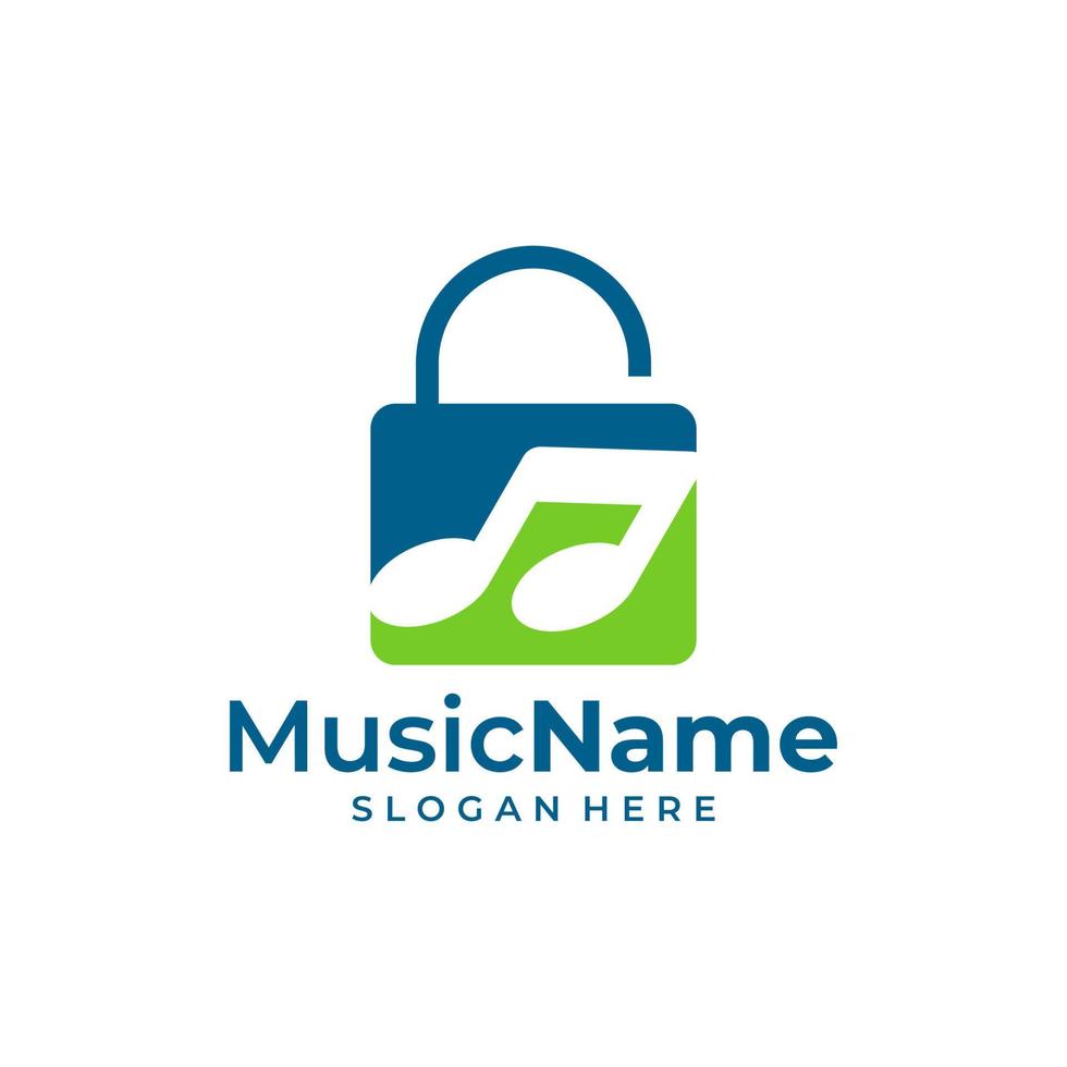 Music Padlock Logo Vector Icon Illustration. Padlock Music logo design template